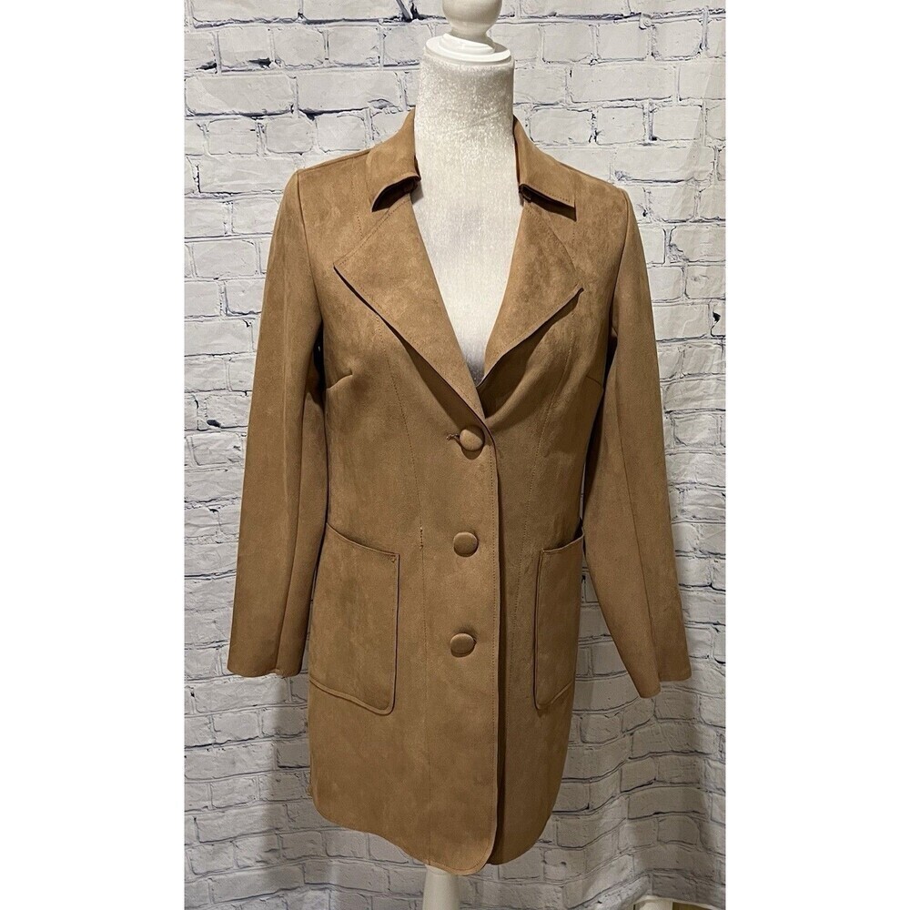 Philosophy Brown Tan Faux Leather Button Up Jacket in Cedar Size XS